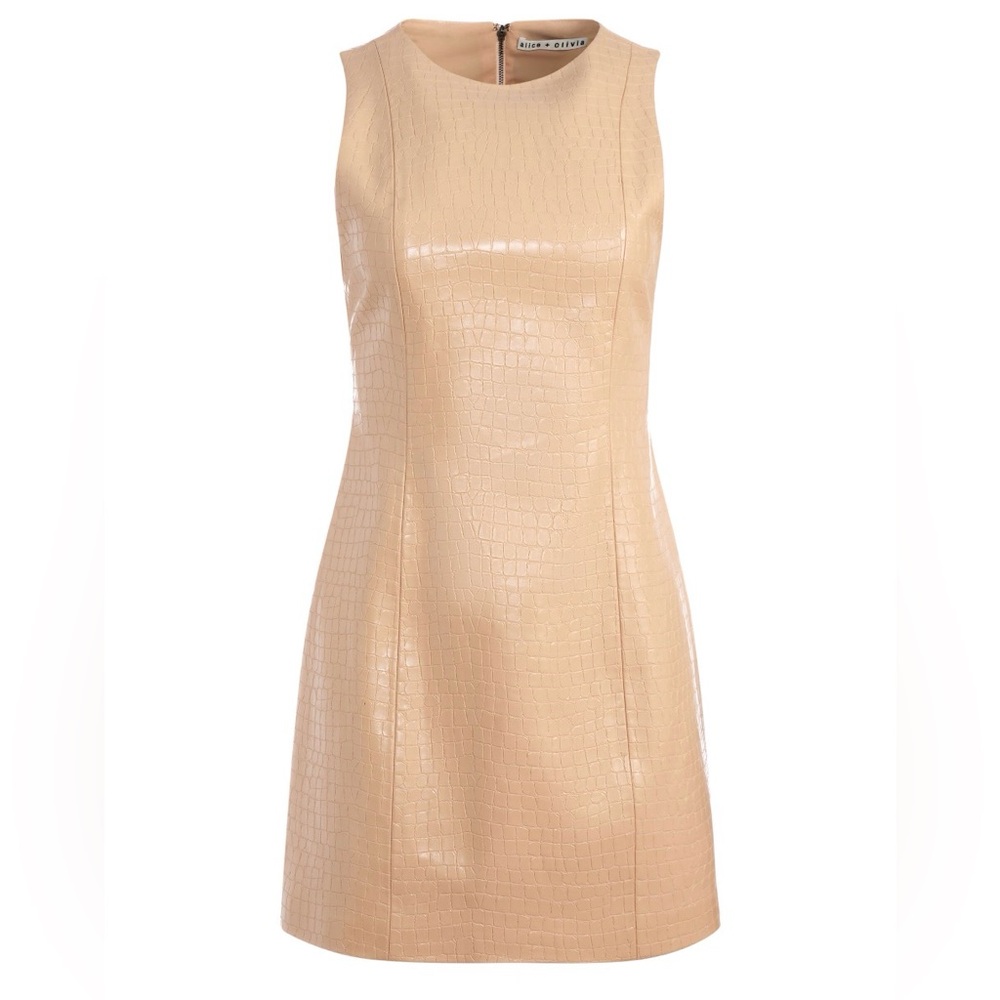 Alice + Olivia Daven Vegan Leather Sleeveless Mini Dress